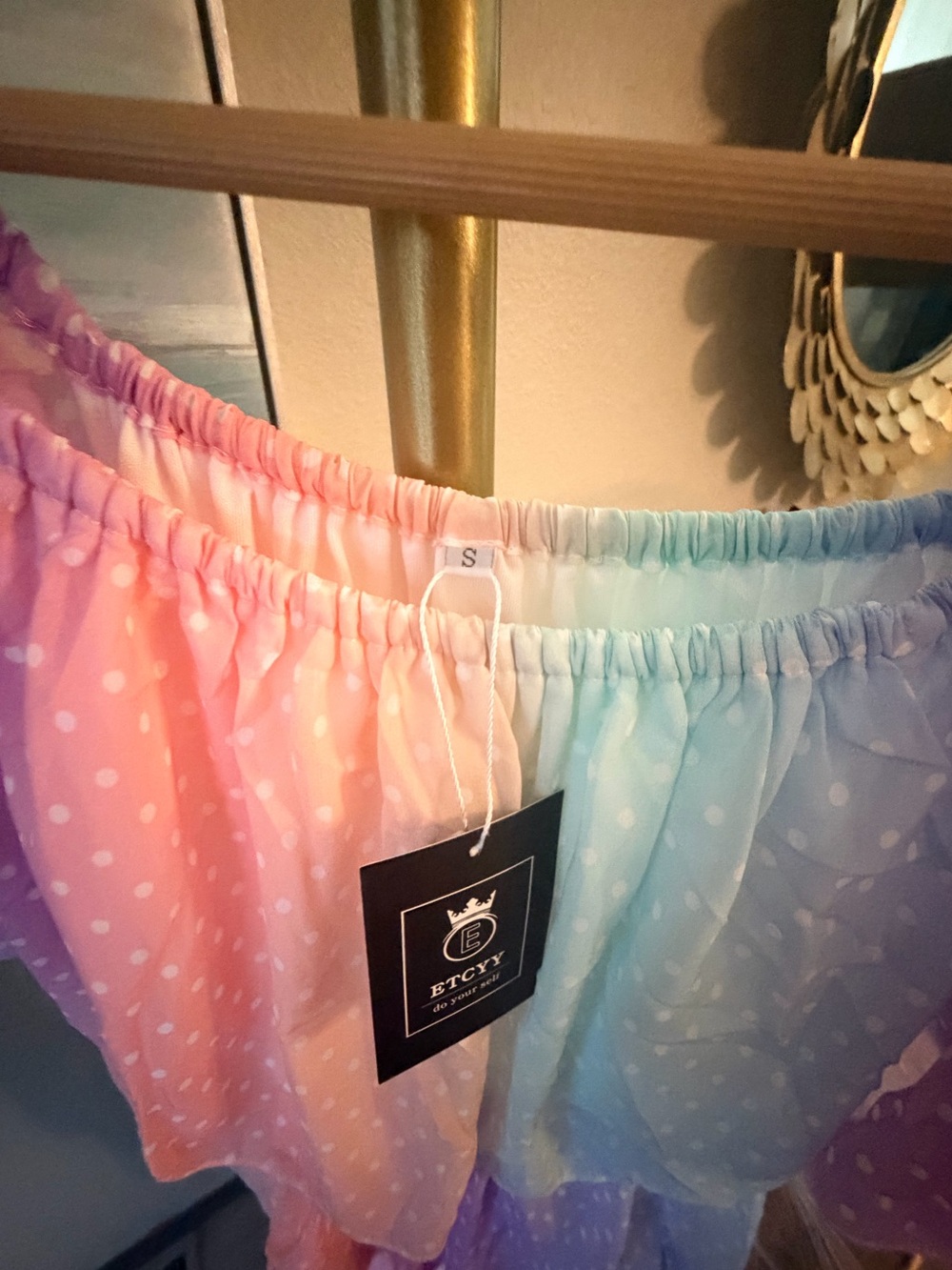 NWT Etccy Pastel Rainbow Tiered Off-Shoulder Maxi Dress 🌈 - Picture 7 of 8